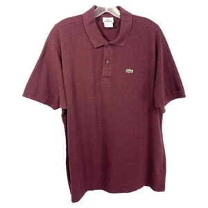 Lacoste XXL Polo Shirt Sz 7 Classic Fit Short Sleeve Casual Burgundy Cotton 578 - Picture 1 of 6