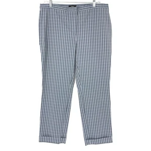 Theory Women's Size 10 Plaid Classic Skinny Pant Cropped Trousers Navy Blue - Picture 1 of 6