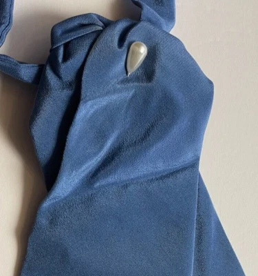 Corbata de boda azul macizo ALTEA pre atada seda Ascot corbata plastrón Italia Foto 1 de 4