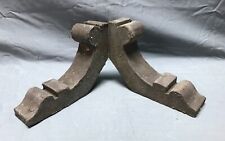 Pair Small Shabby Brown Wood Chic Gingerbread Porch Brackets VTG Corbels 986-22B