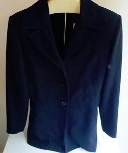 MAX STUDIO Poly Navy Fitted Jacket Pant Suit SZ 7/8 NWT - Picture 1 of 8