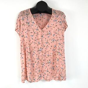 Torrid Fit And Flare Challis Button-Front Top Women's Plus Size 1/1X Pink Floral