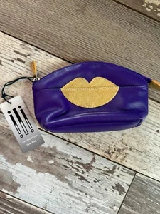 ILI Hot Lips Kosmetiketui aus lila & goldfarbenem Leder neu mit Etikett - Bild 1 von 2