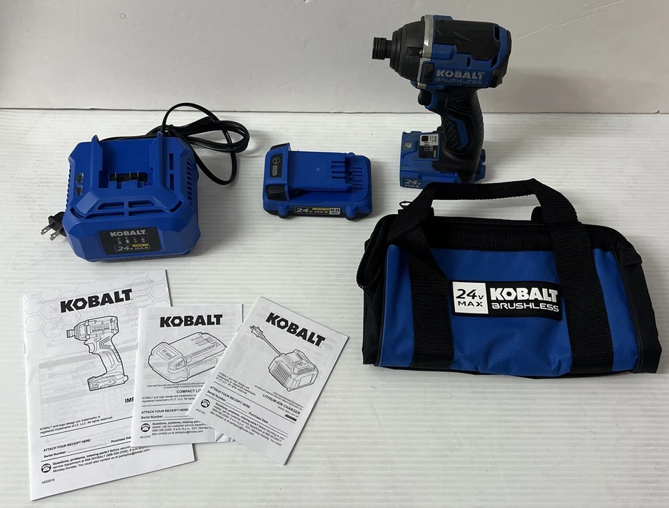 Kobalt 24V Max Brushless 1/4'' Impact Driver KID124B-03 w/Bag, Charger & Battery - Image 1 of 4