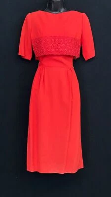 Vintage red 1950s dress set, short sleeve, sleeveless sundress bolero, pin-up XS - Image 1 of 4