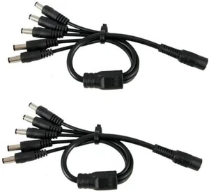 2 PCS of 1 to 5 Way DC Power Splitter Adapter Cable Cord 5 CCTV Security Camera - Picture 1 of 3