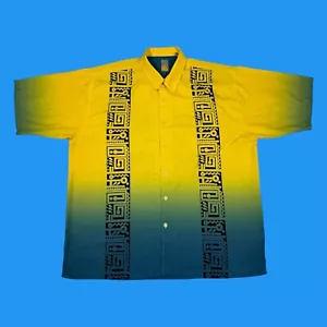Camisa Hawaiana Bay Creek Para Hombres Talla XXL Estampado Tribal Gradiente Abotonada LEER** - Imagen 1 de 17