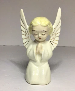 Praying Angel Figurine Kneeling Eyes Closed Blonde Hair 4 3/8 Inch Hand Painted - Picture 1 of 12