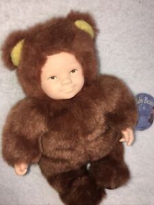 New Anne Geddes Baby Bears Plush Bean Filled Collection Brown Doll 9” w/ Tags