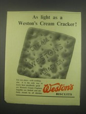 1949 Weston's Biscuits Ad - As light as a Weston's Cream Cracker