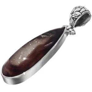"Colgante de libra esterlina drusa drusa ágata lágrima natural plata 925, 1 5/8" - Imagen 1 de 4
