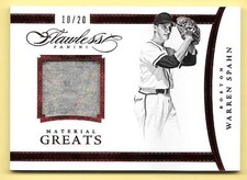 2016 Panini Flawless Material Greats Ruby #25 Warren Spahn Jersey Card #10/20