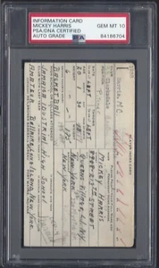 MICKEY HARRIS, 1940-52 RED SOX/SENATORS/INDIANS ,HEILBRONER, PSA/DNA GEM MINT 10 - Picture 1 of 2