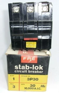 FPE NA330 (3P30) 30 Amp 3 POLE 240 VOLT Stab-lok Circuit Breaker, WARRANTY - Imagen 1 de 4