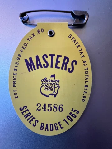 1965 USED MASTERS GOLF BADGE~COLLECTORS ITEM~RARE TICKET~JACK NICKLAUS~LIMITED Cover