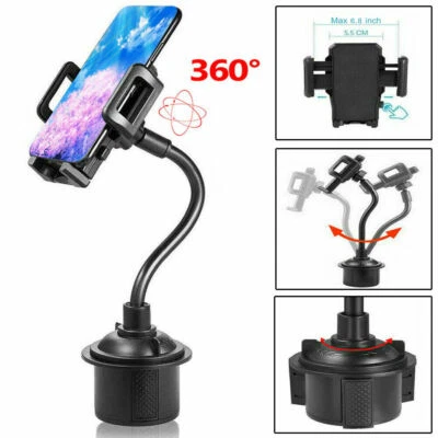Universal Adjustable Car Cup Mount Gooseneck Holder Cradle For iPhone Cell Phone - Image 1 of 4
