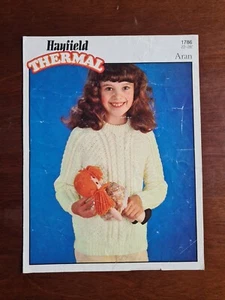 Hayfield Aran Thermal Knitting Pattern No 1786 Sweater 22-28" Vintage - Picture 1 of 3