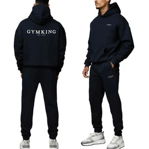 Gym King Mens Established FULL Tracksuit Navy Oversize Hooded Sweatshirt Joggers - Picture 1 of 16