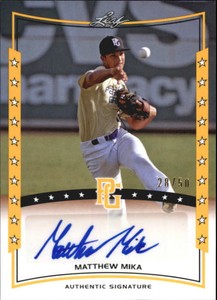 2014 Leaf Perfect Game Showcase Autographs Gold #AMM2 Matthew Mika /50