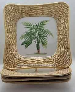 Set 4 Piatti VIETRI "Bamboo" 10", Palme, Italia, Ottimi - Foto 1 di 7