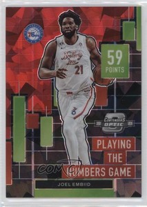 2022 Contenders Optic Playing the Numbers Game Red Cracked Ice Prizm Joel Embiid