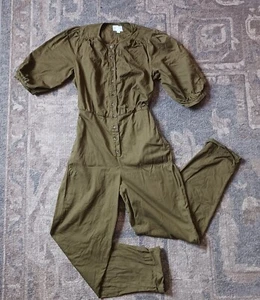 Cotton Sz 6 Jumpsuit Women EVERY Cottagecore  Henley Neck Button Front Short Slv - Picture 1 of 14