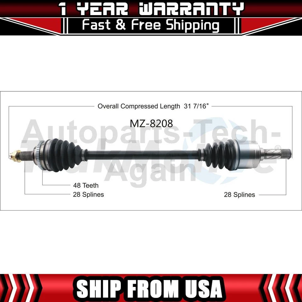 Eje trasero derecho CV eje articulado se adapta a 2006 2007 2008 2009 2010 Mazda MX-5 Miata Foto 1 de 1