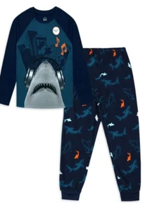 Wonder Nation 2-Pc Shark Glow-In-The-Dark Pajama Sleep Set, Sz XS (4/5) - Picture 1 of 4