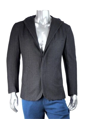 $8,995 NWT KNT Kiton Charcoal Herringbone Wool Blend Coat With Hoodie 48 / 38 R - Image 1 of 4