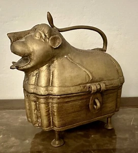 Vintage Chinese Aged Brass Vessel Fu Dog Monkey Treasure Ceremonial Box - Bild 1 von 11