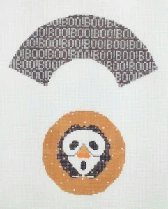 Needle Deeva needlepoint HP canvas GHOUL CUPCAKE Boo! Halloween 3.5"diameter 18m - Picture 1 of 4