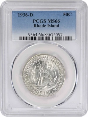 1936-D Rhode Island Commemorative Silver Half MS66 PCGS - Image 1 of 2