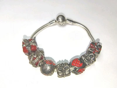 Auténtico Brazalete Pandora Plata de Ley 925 Dije 6" Con 7 Dijes (47.9g) Foto 1 de 4