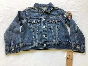 Polo Ralph Lauren Denim Jeans Trucker Kinder Jacke Größe 5 USA Flagge am Ärmel Neu mit Etikett - Bild 1 von 9