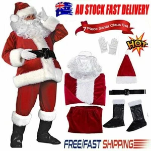 Santa Claus Costume Suit Adult Father Christmas Fancy Dress Mens Xmas Outfit UN - Picture 1 of 7