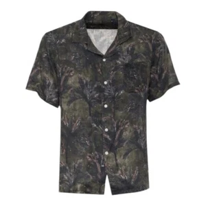 HARMONT & BLAINE Hombre Hawaii Camisa Manga Corta Verde Oliva Marrón Negro Lino 3XL - Imagen 1 de 3