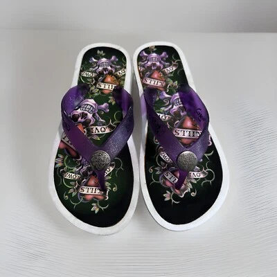 Chinelo plano feminino Ed Hardy casual tamanho 5 multicolor - Imagem 1 de 4