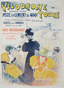 VELODROME TOURS PISTE EN CIMENT 400m RACE BICYCLES RARE VINTAGE POSTER BY NOURY - Picture 1 of 1