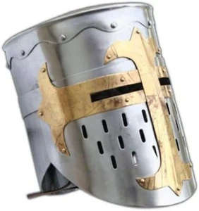 Knights Templar Crusader Helmet Medieval Armor Rustic Vintage Home Decor Gifts - Picture 1 of 10