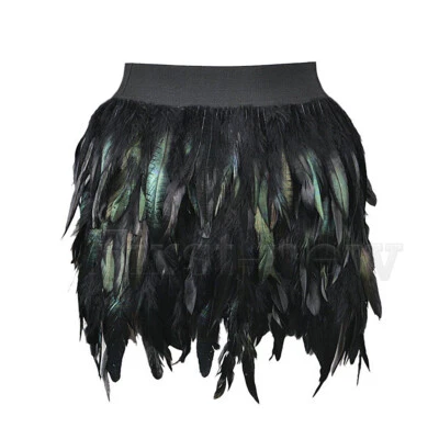 Fashion Girls Womens Feather Skirt Fake Feathers Mini Skirts Cosplay Costume - Image 1 of 4