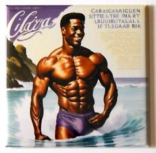 Man in Purple Swimsuit FRIDGE MAGNET advertisement fashion African American