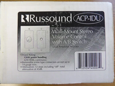 Control de volumen estéreo de montaje en pared Russound ACP-1DU con interruptor A/B Foto 1 de 3