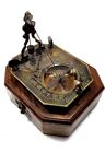Vintage Sundial Compass With Wooden Box Nautical Navigational Tool Collectible