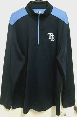 TAMPA BAY RAYS Team Logo Men Navy 1/4 Zip Pullover Jacket 2XL MLB NEW TAG Cover