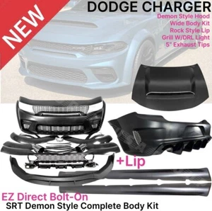15-23 Dodge Charger Wide-body Kit Demon Hood SRT Hellcat Font Rear Bumper Lip - Picture 1 of 18