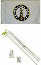 3x5 U.S. Army National Guard Flag w/ 6' Ft White Flagpole Flag Pole kit Eagle