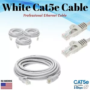 Cat5e Ethernet Patchkabel weiß 1,5 3 5 6 7 10 15 20 25 30 50 75 100 200 Fuß Lot - Bild 1 von 4