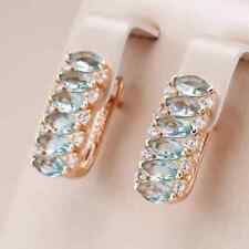 1.90Ct Marquise Lab Created Aquamarine Clip On Hoop Earring 14K Rose Gold Plated
