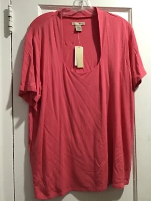 Camiseta informal Evie para mujer manga corta cuello redondo, rosa MÁS talla 2X nueva con etiquetas Foto 1 de 4