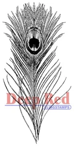 Deep Red Stamps Peacock Feather Rubber Cling Stamp - Picture 1 of 2
